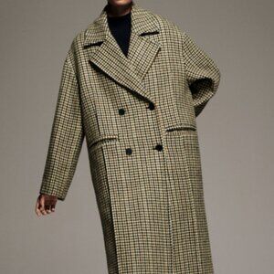 Zara Houndstooth Wool Blend Coat